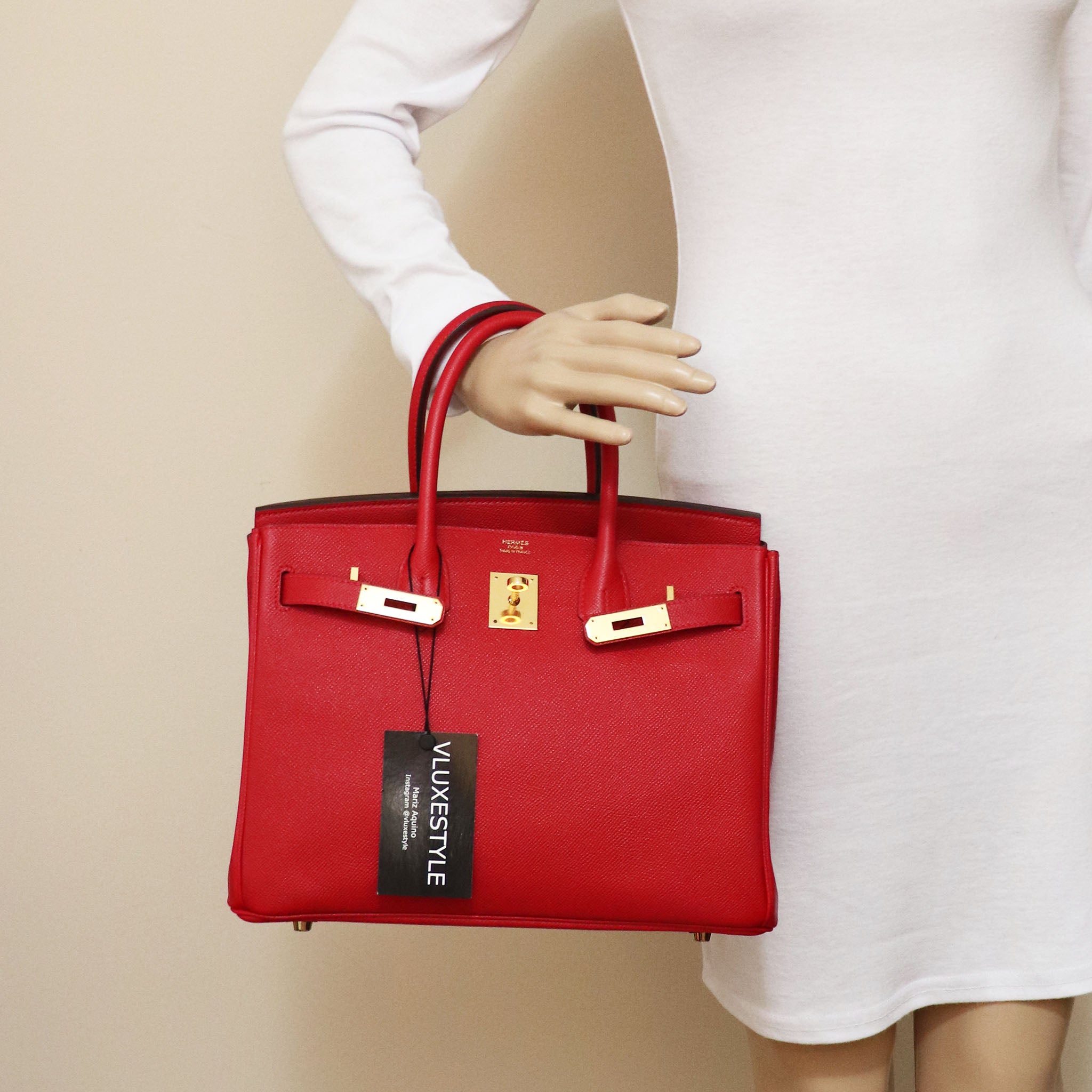 Hermès, Birkin 30 in Epsom, Rouge Casaque with silver hardware