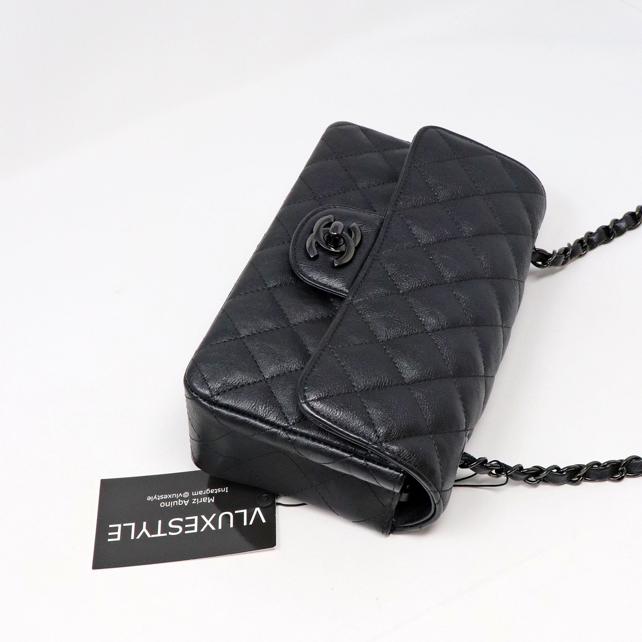 Buy Exclusive CHANEL So Black Shiny Crumpled Calfskin Quilted Jumbo Double  Flap