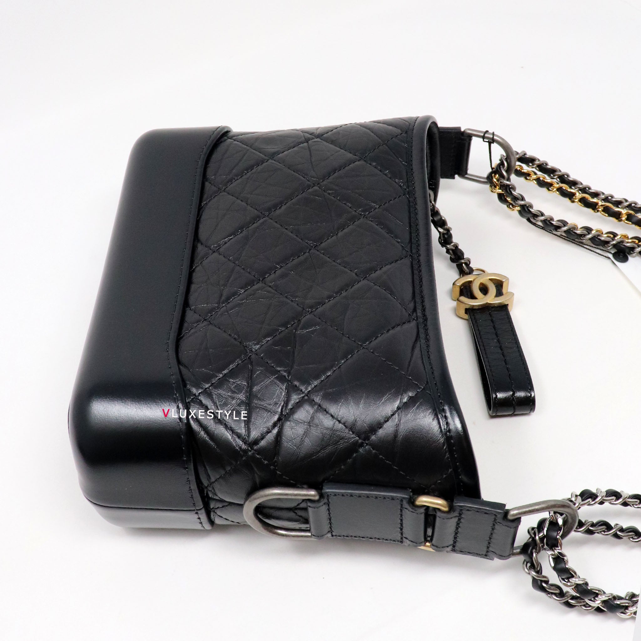 Chanel Quilted Small Gabrielle Hobo Black Aged Calfskin Mixed Hardware –  Coco Approved Studio