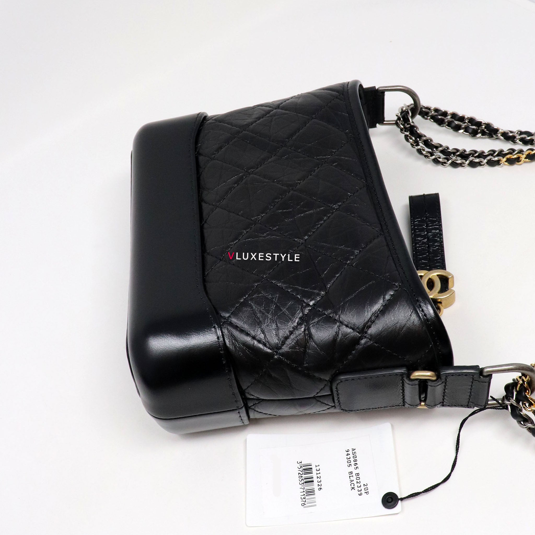 Chanel Small Gabrielle Hobo 20A Black Aged Calfskin with mixed hardware  with the new statement strap