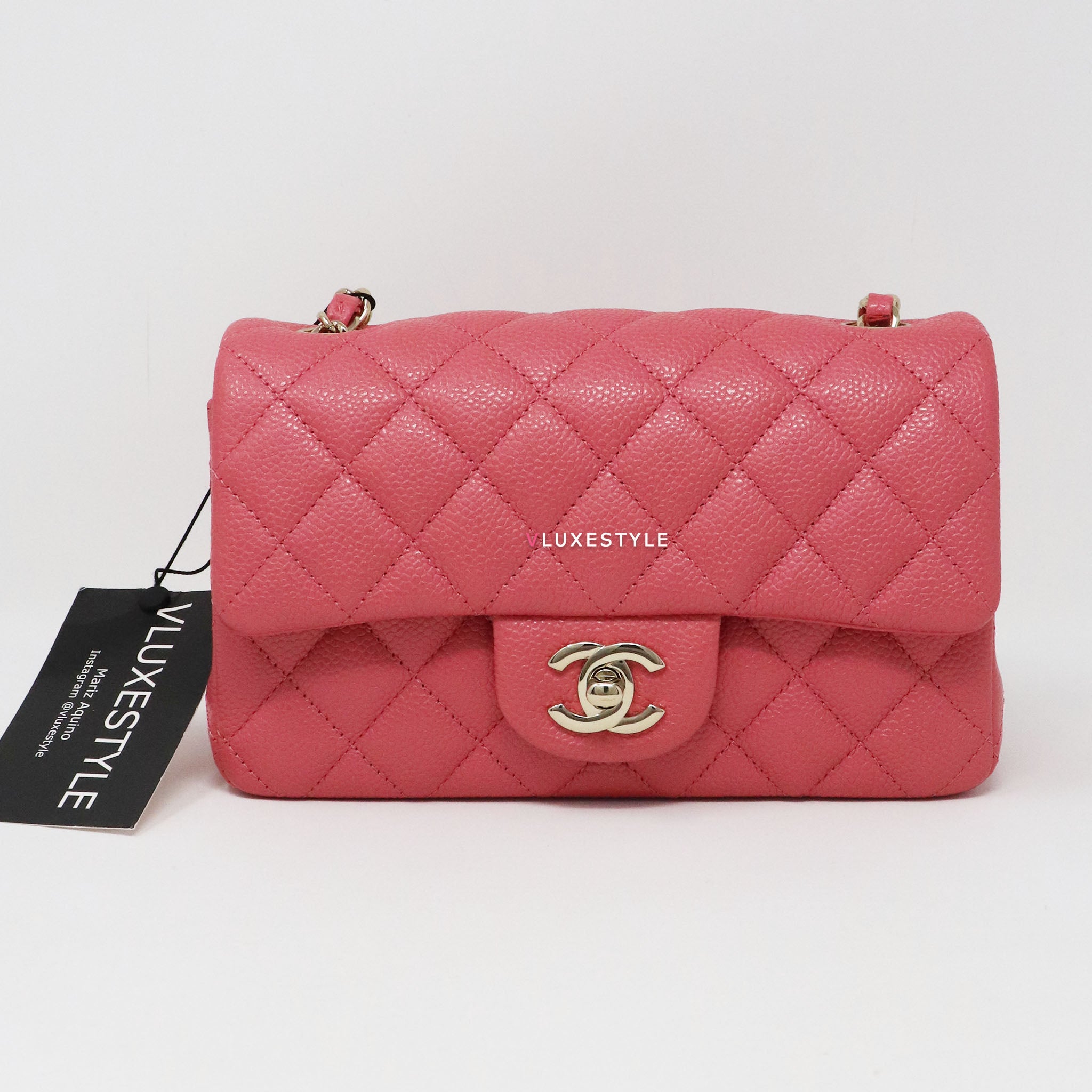 To Reserve: Chanel Classic Mini Rectangular 18S Pearly Pink Quilted Caviar  with light gold hardware