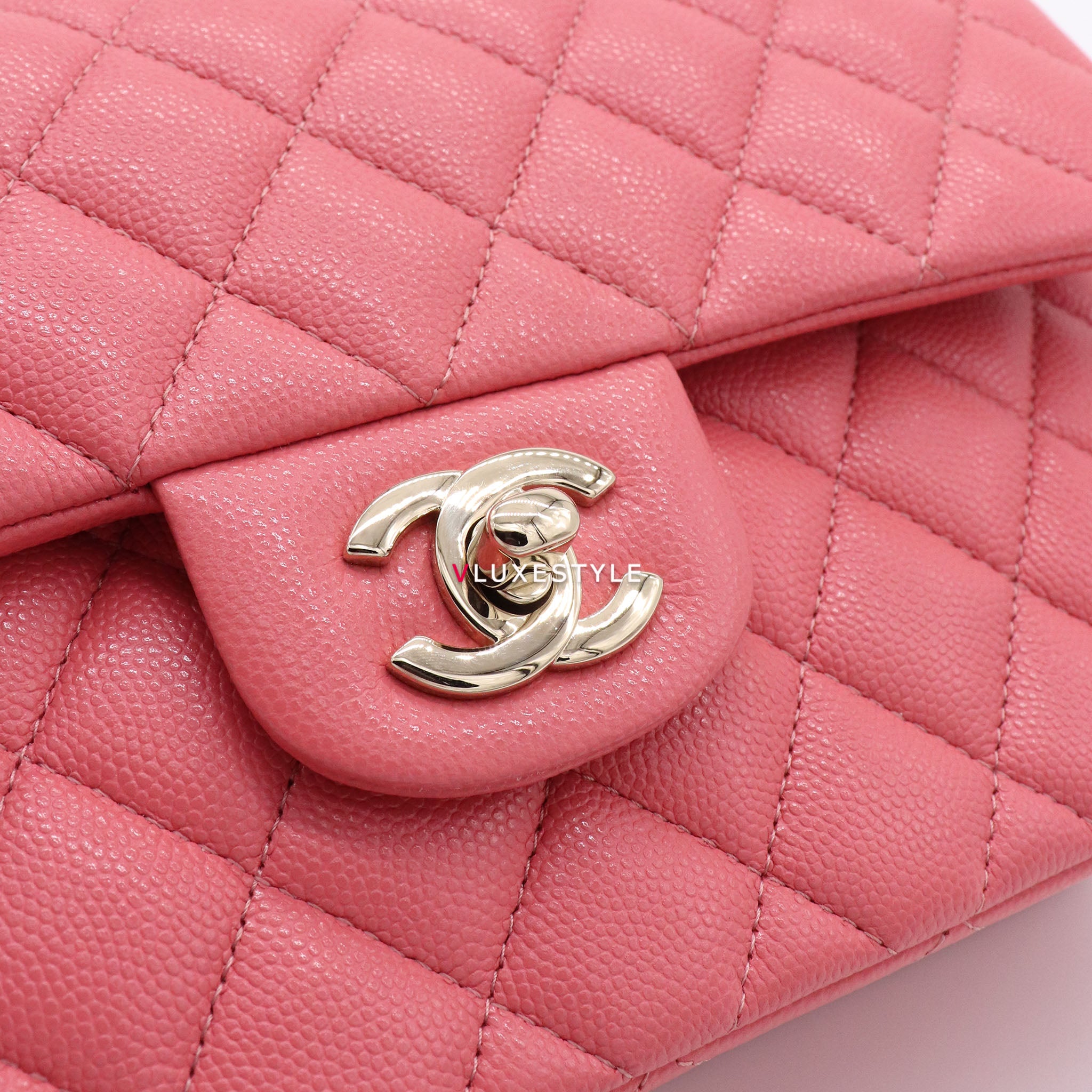 Chanel Classic Small Double Flap 19B Rose/Pink Quilted Caviar with light  gold hardware
