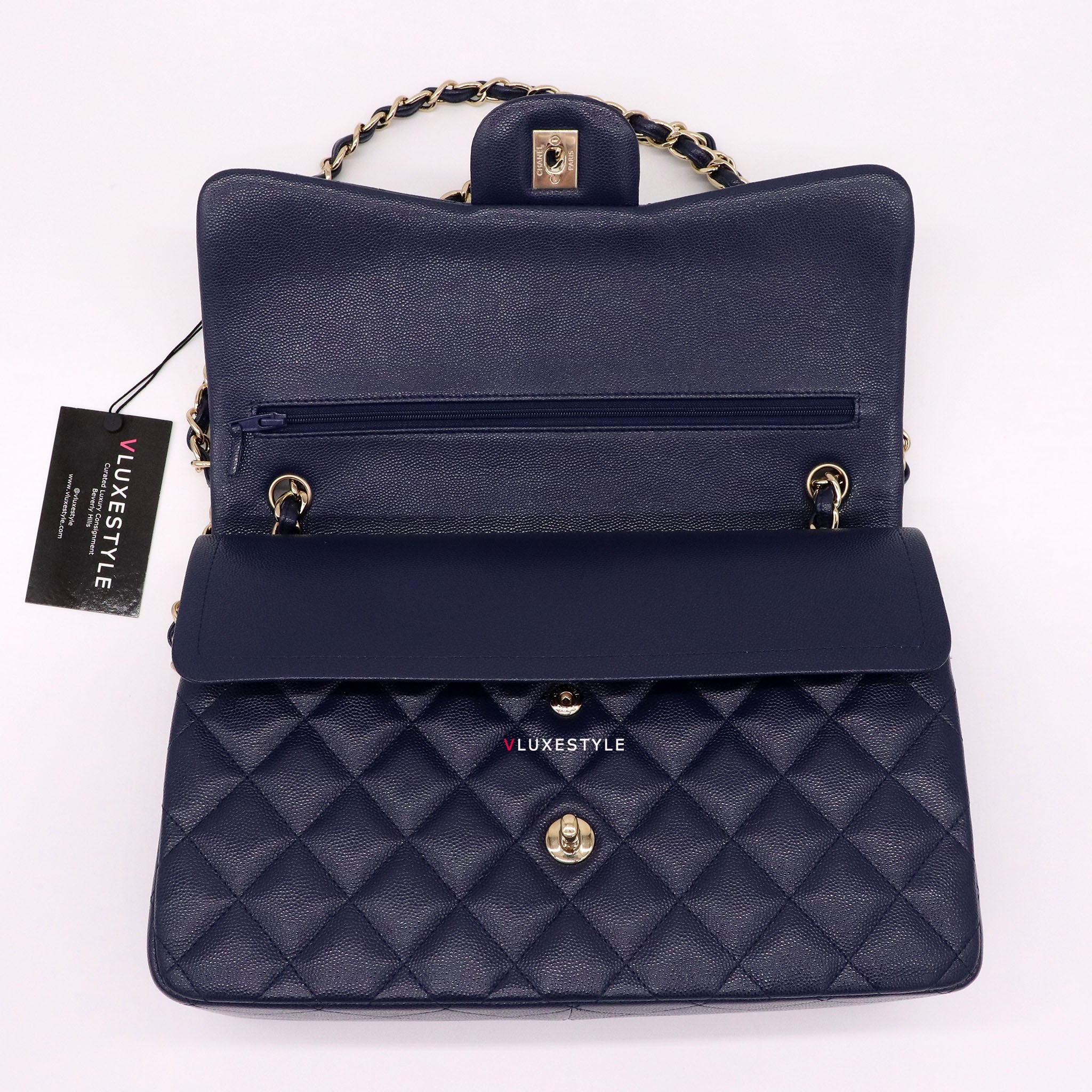 Chanel Navy Classic Flap Jumbo – Sheer Room