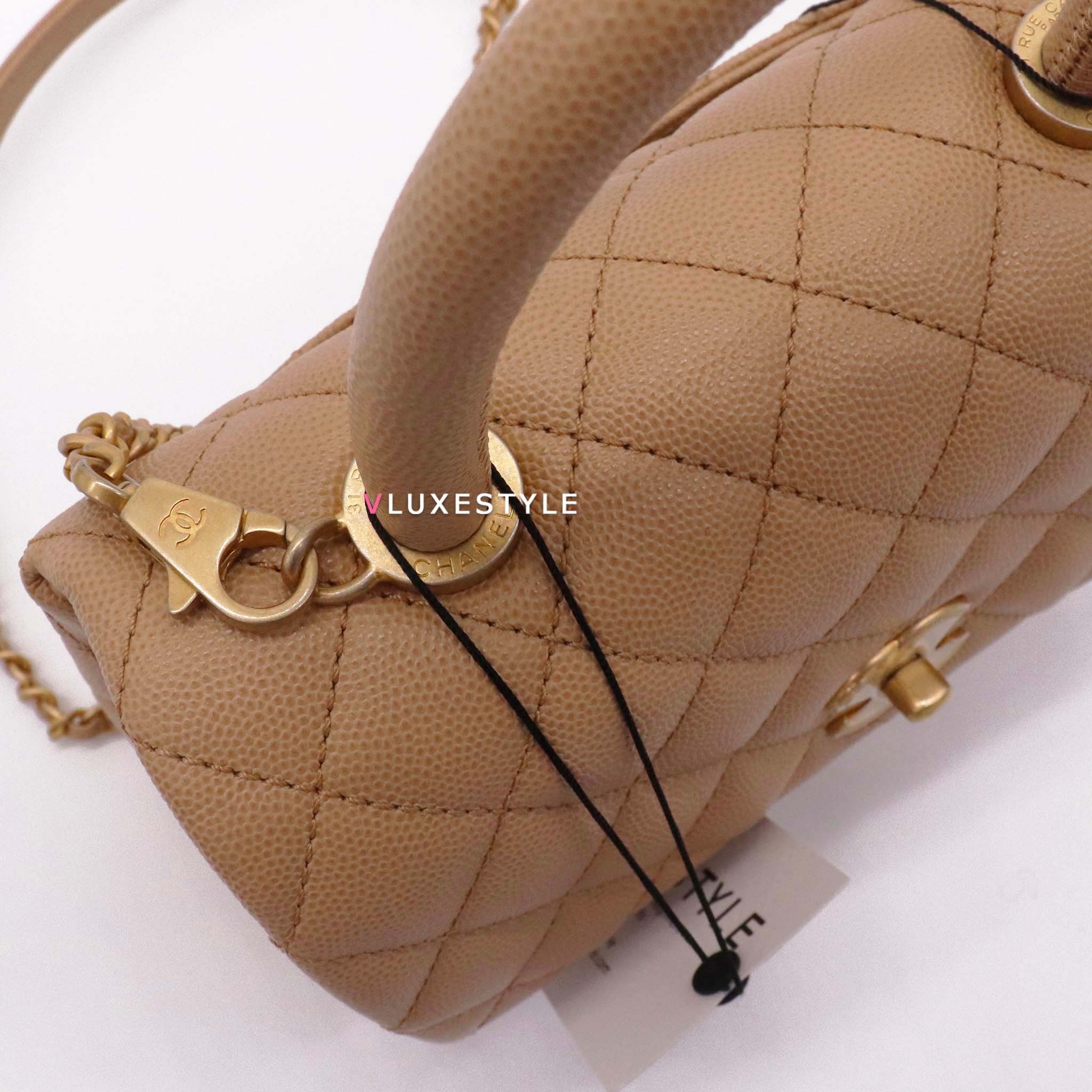 CHANEL Caviar Quilted Mini Coco Handle Flap Brown 1311794