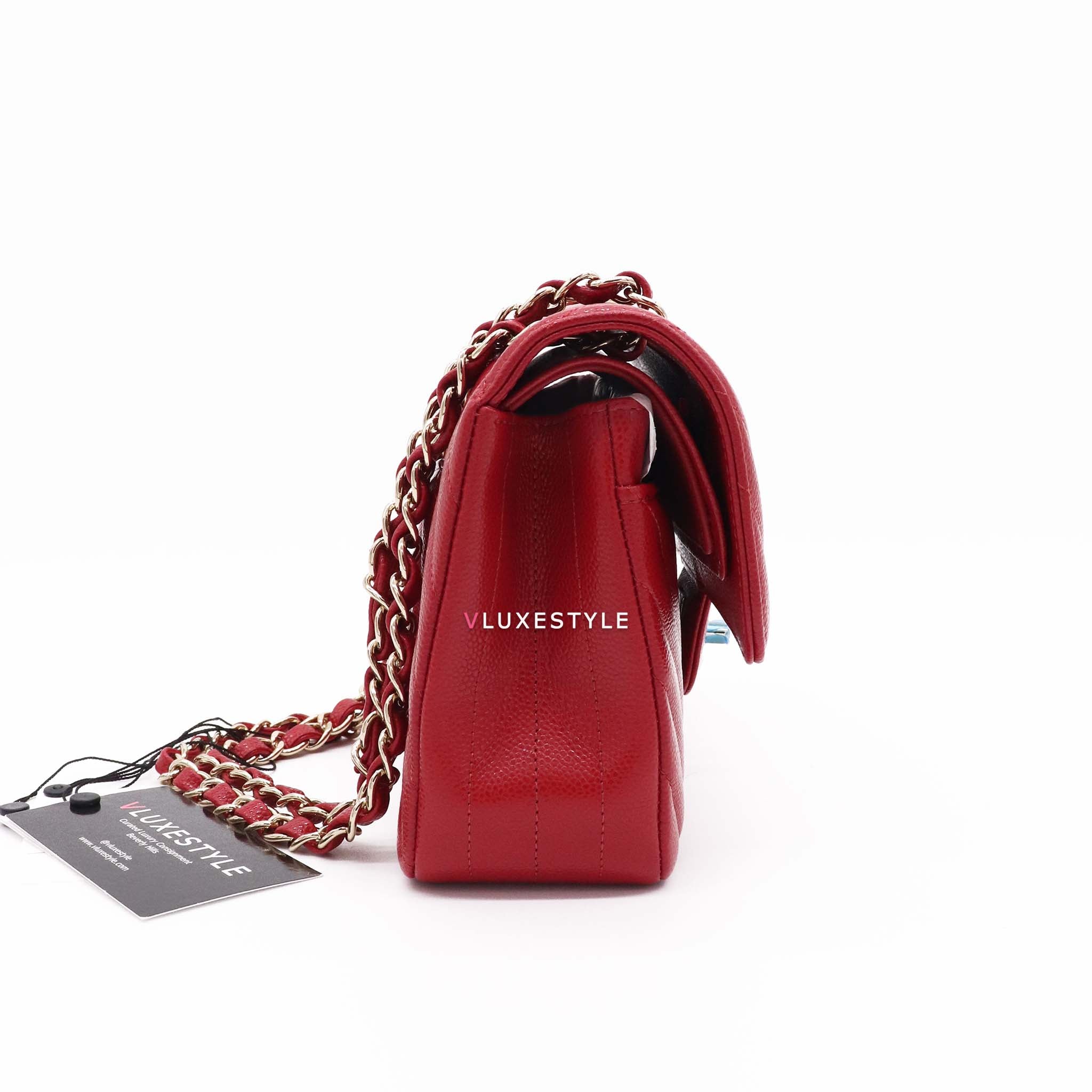 New 20B Chanel Red Caviar Chevron Small Classic Double Flap Bag GHW –  Boutique Patina