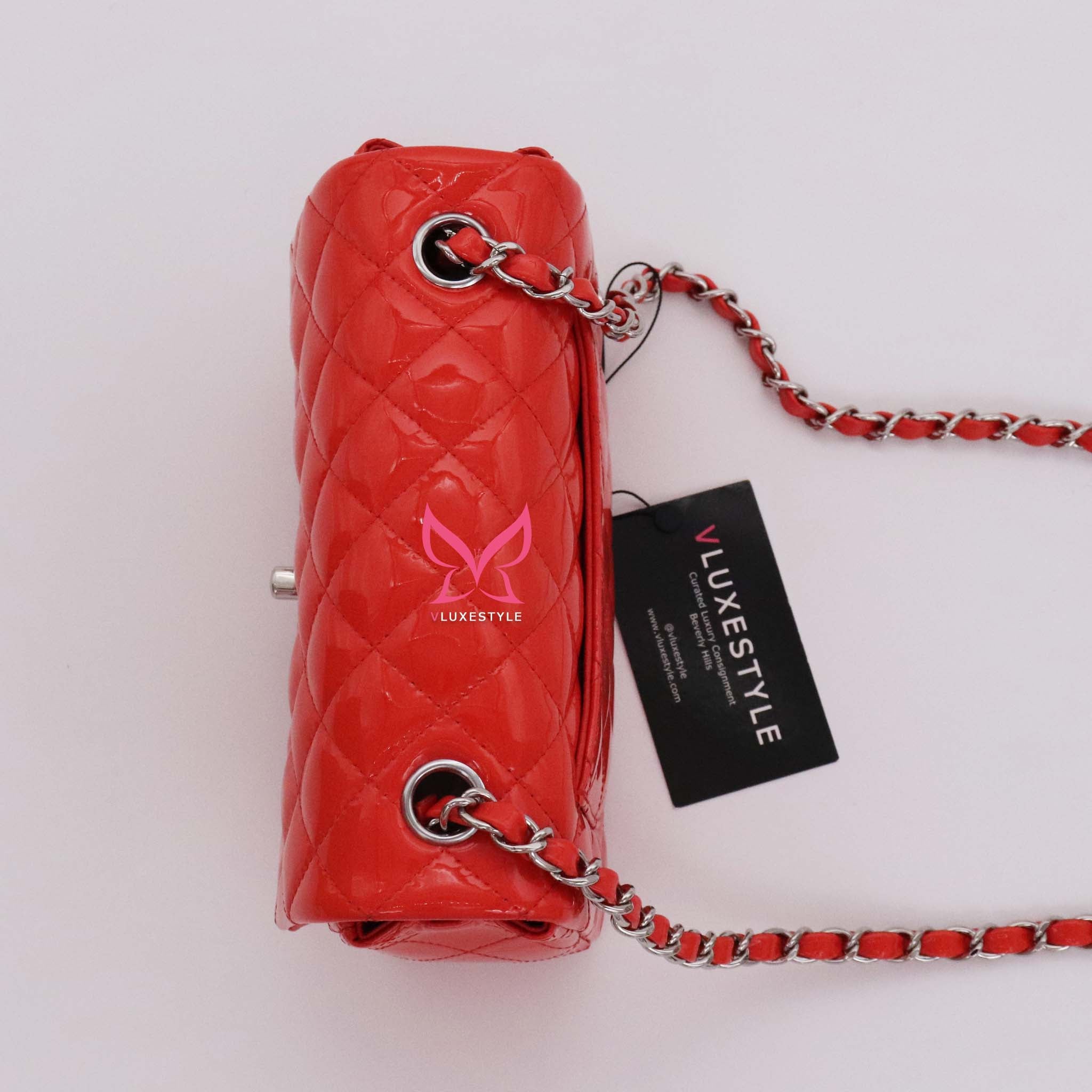 Chanel Red Patent Mini Classic Flap Silver Chain Bag 1ccs1228 at 1stDibs   chanel date code, red chanel bag with silver chain, red bag silver chain