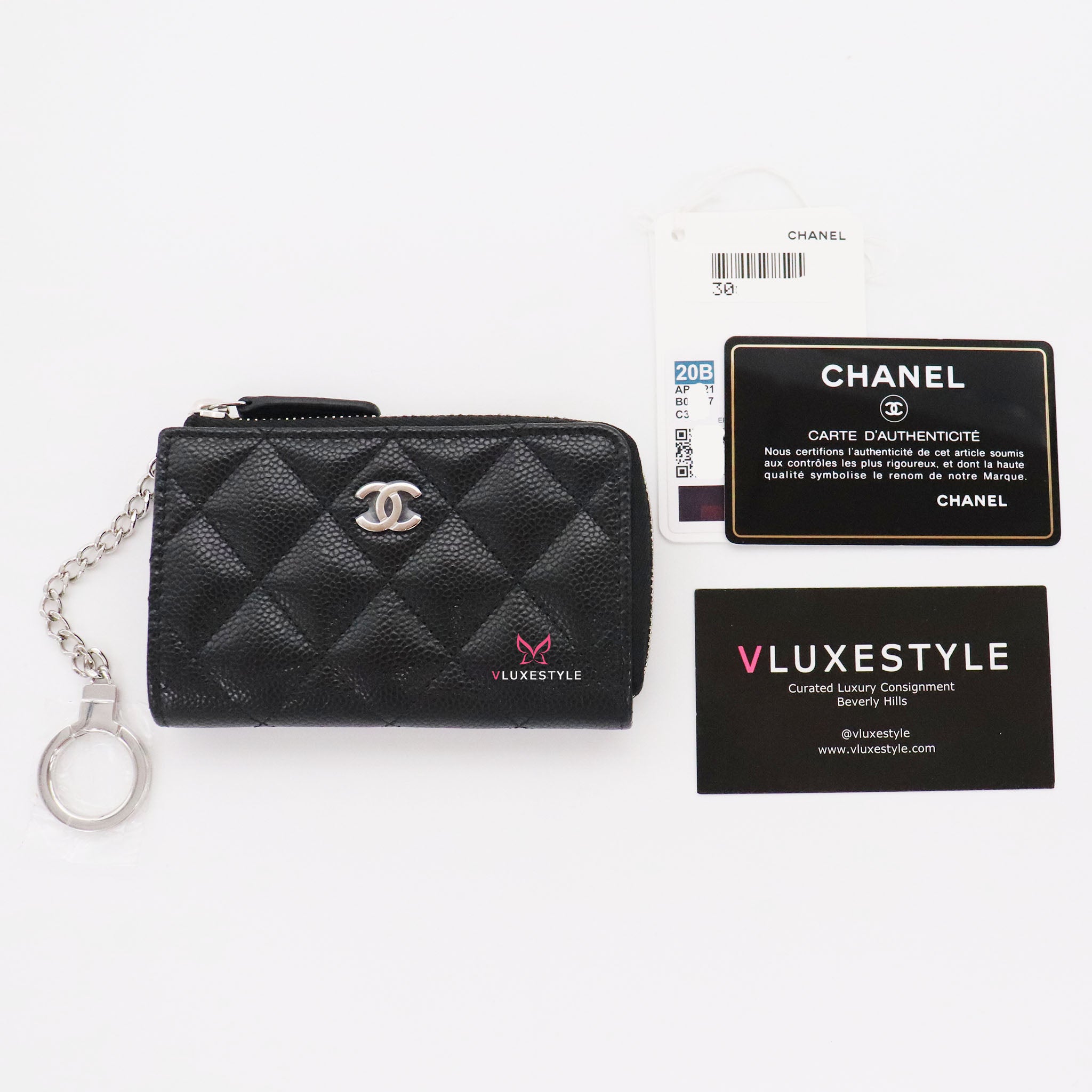 Chanel Card Holder Quilted Caviar Silver-tone Black in Caviar with Silver-tone  - US