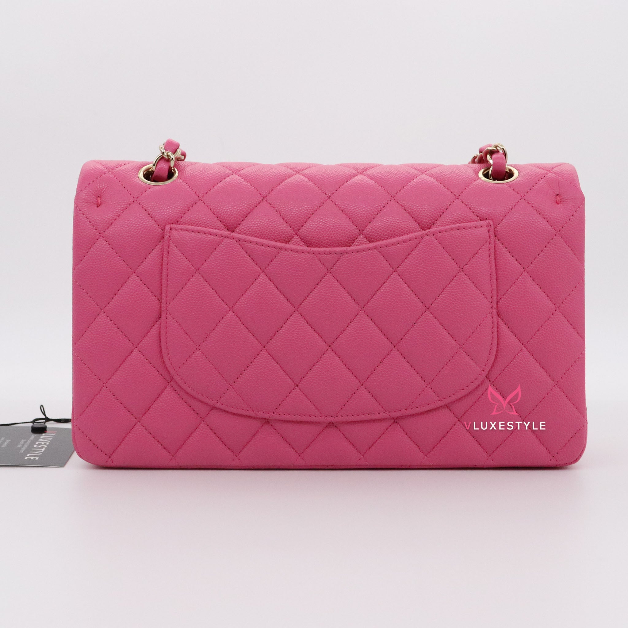 Chanel Classic Medium Double Flap 21C Pink Quilted Caviar with light gold  hardware