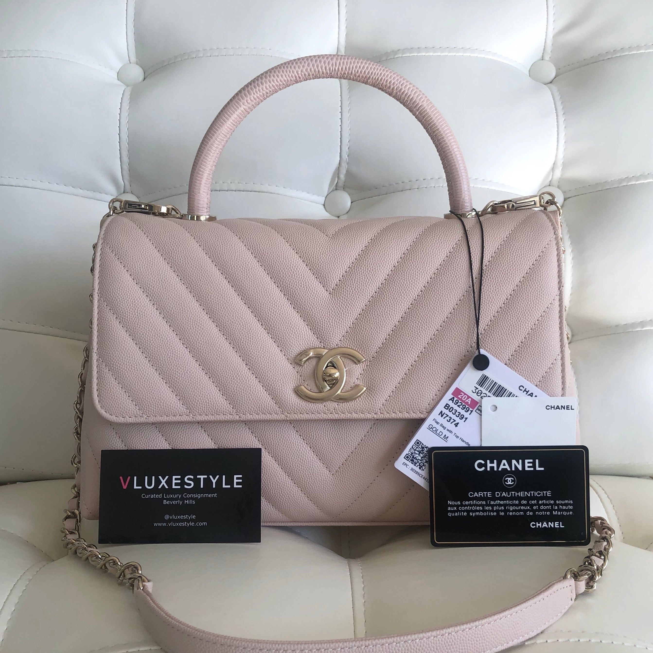 chanel pink top handle