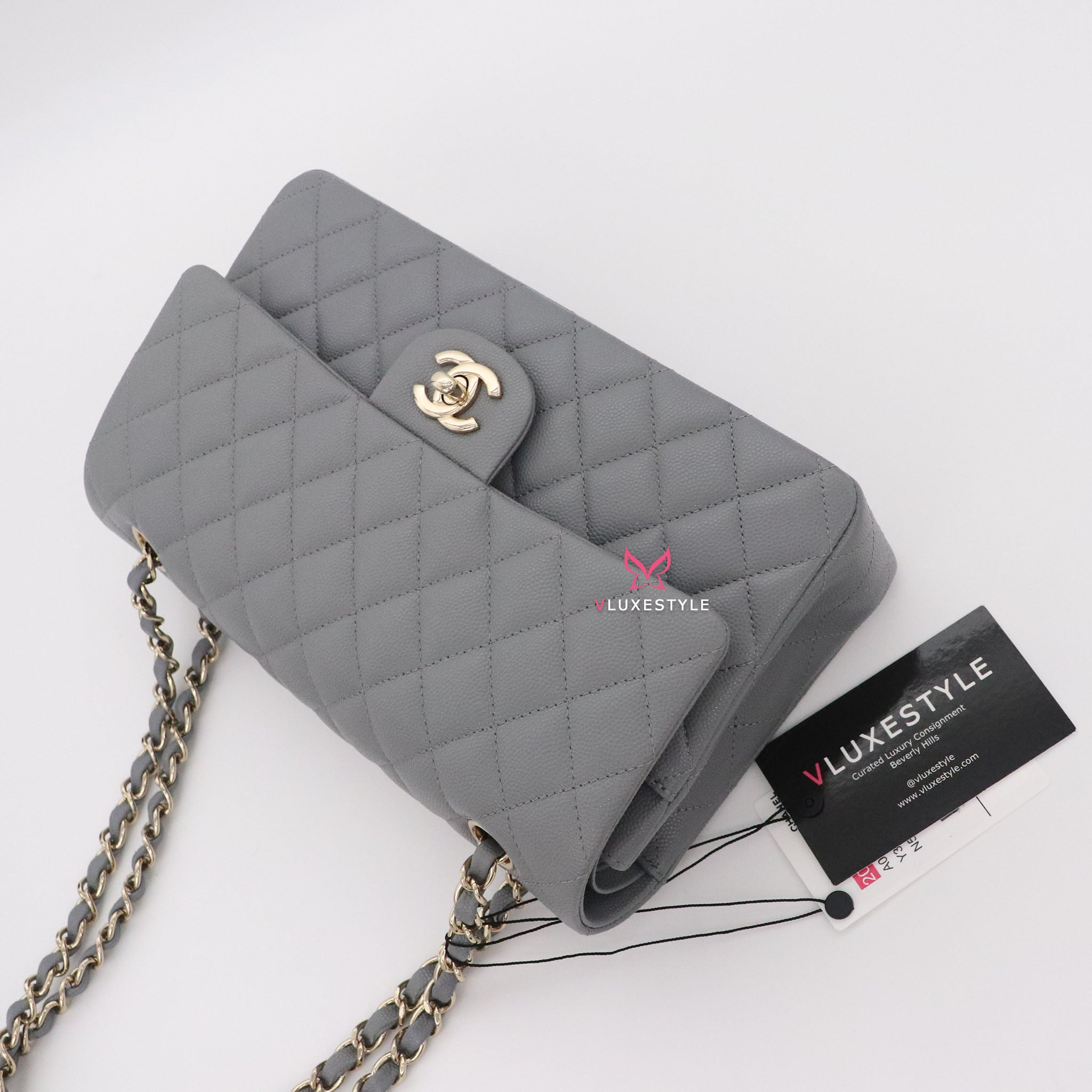 NIB 20C Chanel Gray Caviar Medium Classic Double Flap Bag Grey GHW –  Boutique Patina