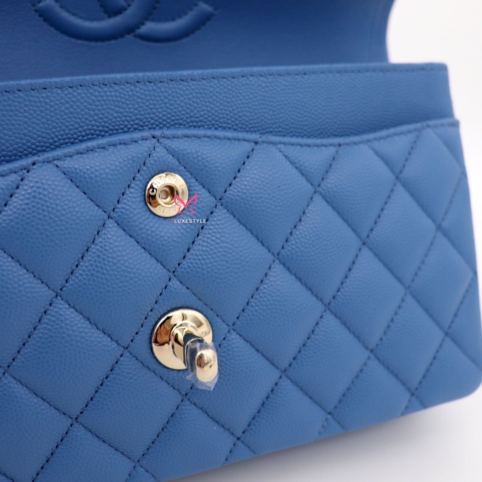 blue chanel classic flap bag