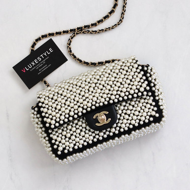 Chanel 19S Pearl Mini Rectangular Flap with light gold hardware