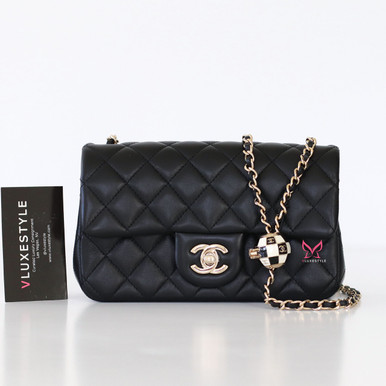 Chanel Pearl Crush Mini Rectangular 23C Black Quilted Lambskin