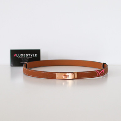 Hermes Kelly 18 Belt Gold Golden Brown Epsom leather with Rose Gold plated buckle