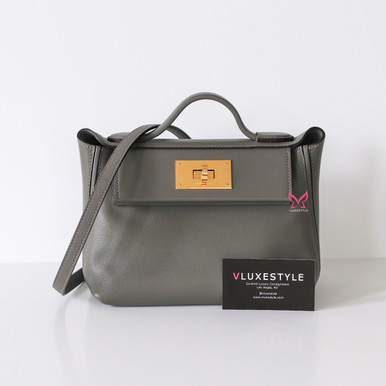 パネライ 希少 Mini 21 24 24 Hermes Evercolor Gold with Meyer Gris Swift トップス