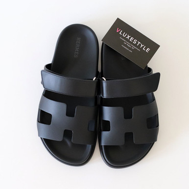 【大人気♡】HERMES Chypres ブラック Hermes Chypre Sandals Black Calfskin 36