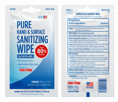 PHSW100 | Pure Hand and Surface Sanitizing Wipe