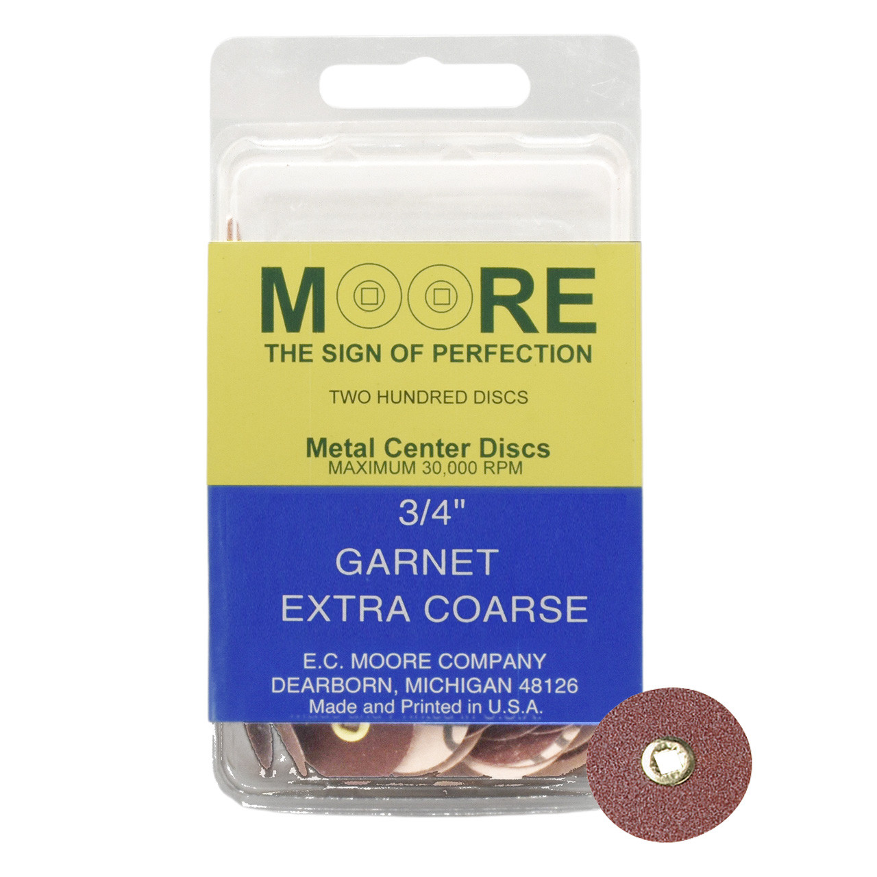 Garnet 3/4" Extra Coarse Moore Snap-On Discs (200)
