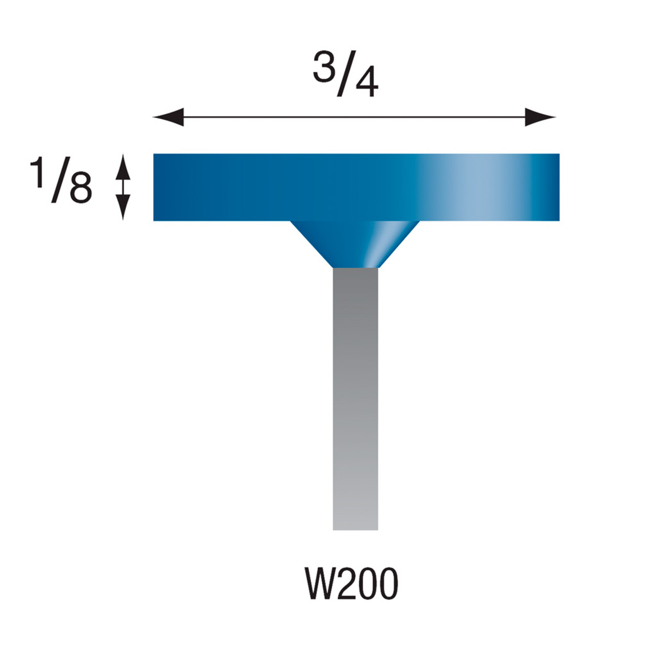 W200 Blue Mounted Stones 1/8" Shank (Pkg of 24)