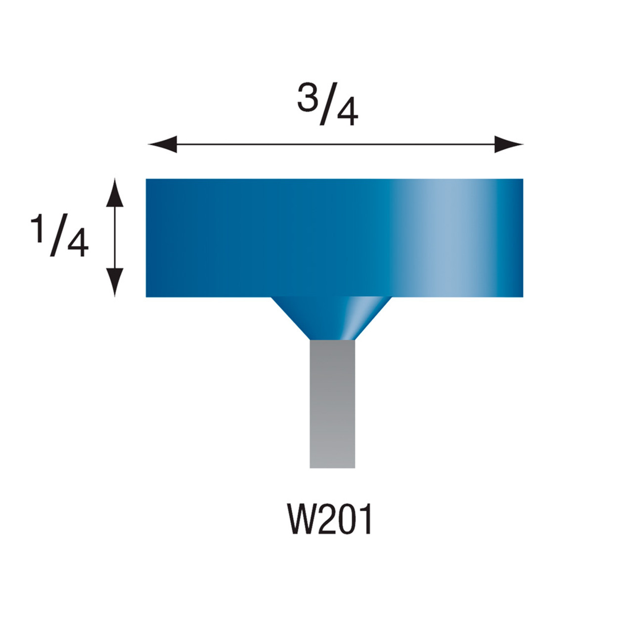 W201 Blue Mounted Stones 1/8" Shank (Pkg of 24)