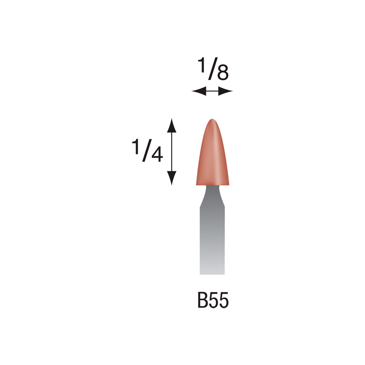 B55 Red Mounted Stones 1/8" Shank (Pkg of 24)