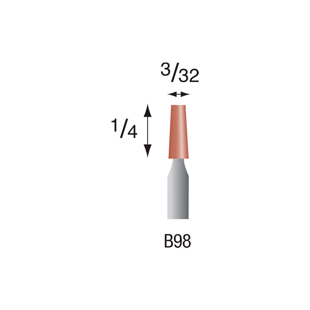 B98 Red Mounted Stones 1/8" Shank (Pkg of 24)