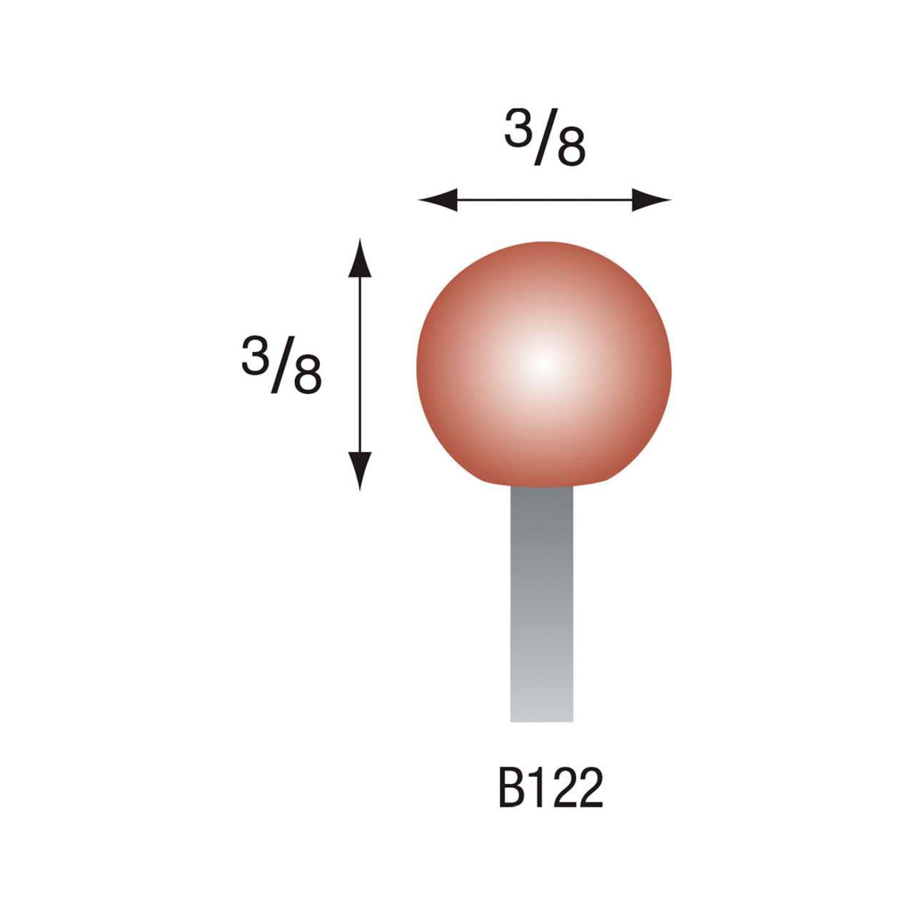 B122 Red Mounted Stones 1/8" Shank (Pkg of 24)