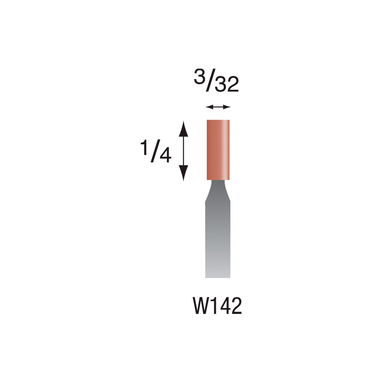 W142 Red Mounted Stones 1/8" Shank (Pkg of 24)