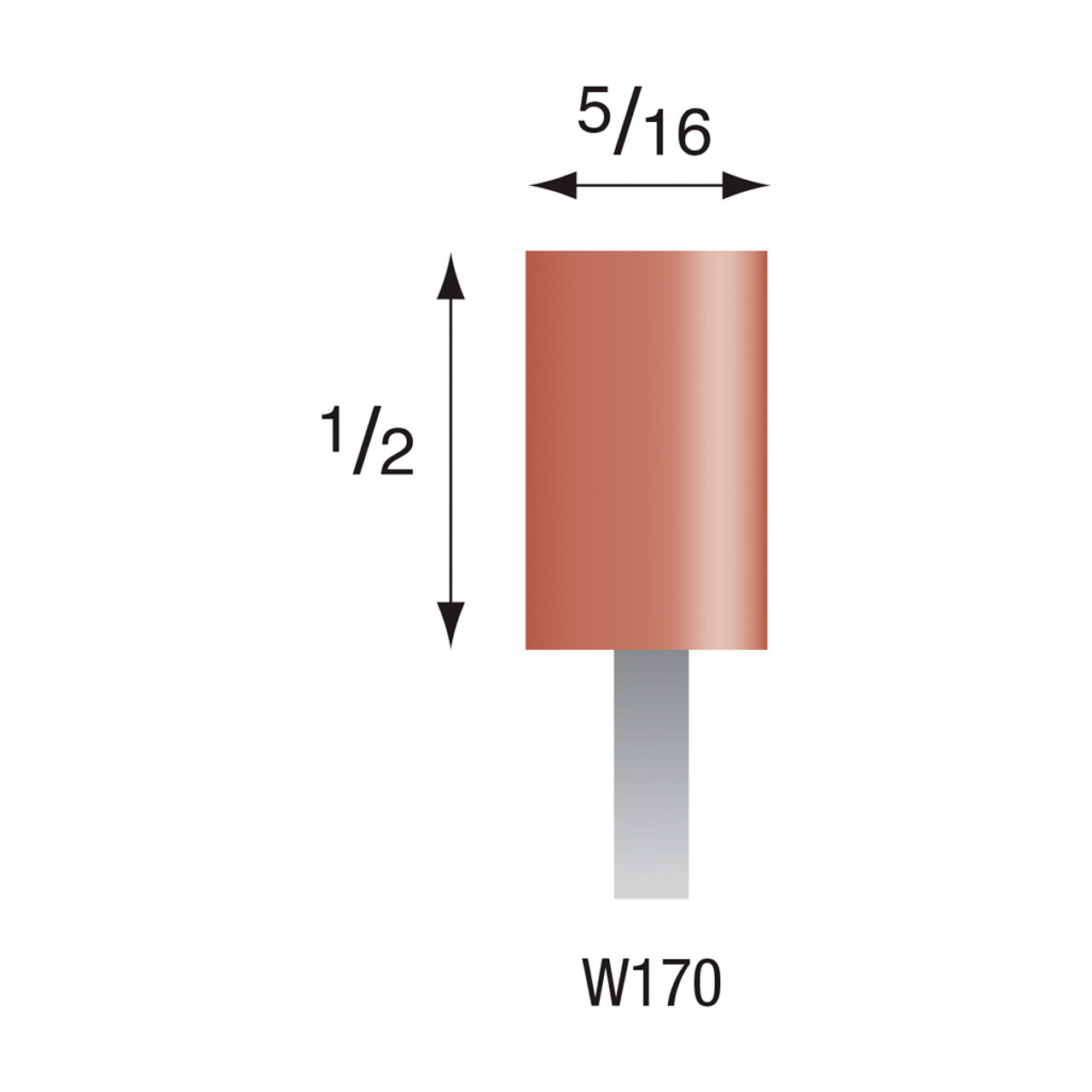 W170 Red Mounted Stones 1/8" Shank (Pkg of 24)