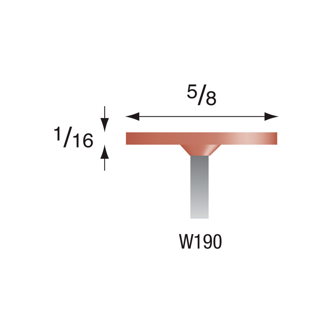 W190 Red Mounted Stones 1/8" Shank (Pkg of 24)