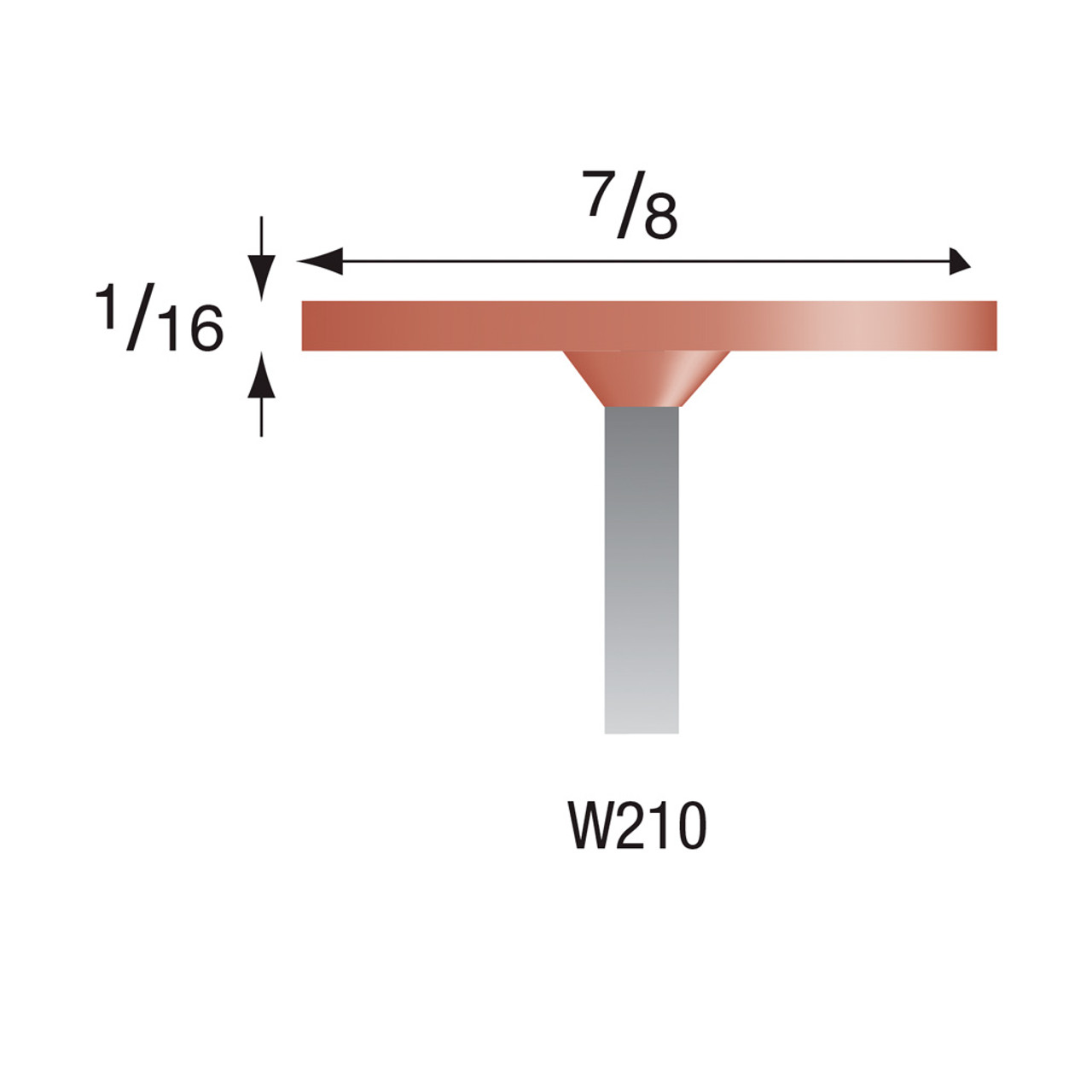W210 Red Mounted Stones 1/8" Shank (Pkg of 24)
