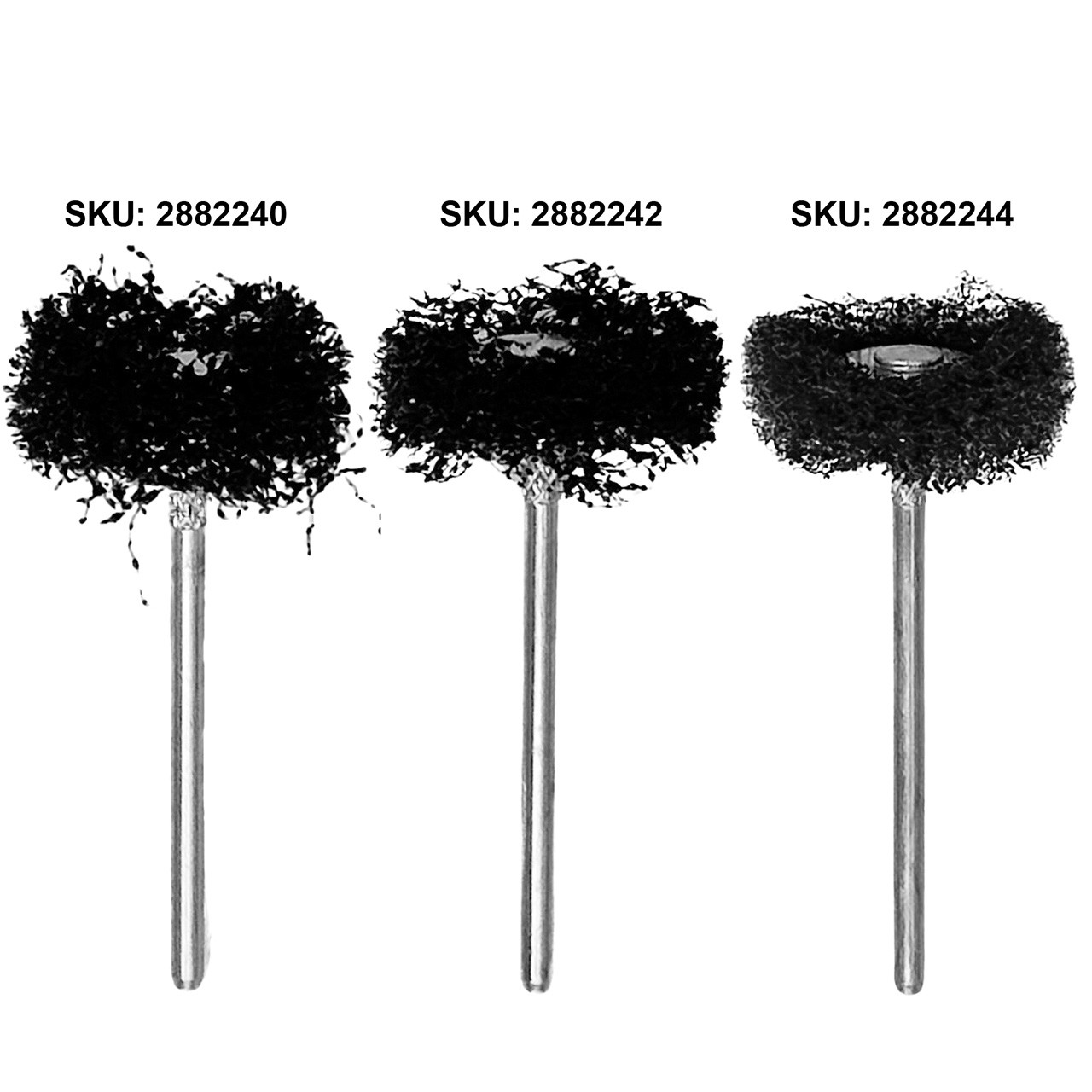 Coarse 7/8" Satin Finish Buffs - 3/32" Shank Pkg of 12