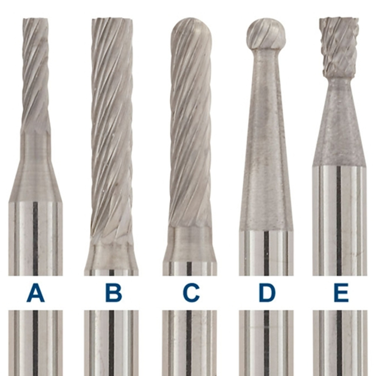 1-1/2" Solid Carbide Burs - 1/8" Shank, 1/16" x 1/4", Double Cut