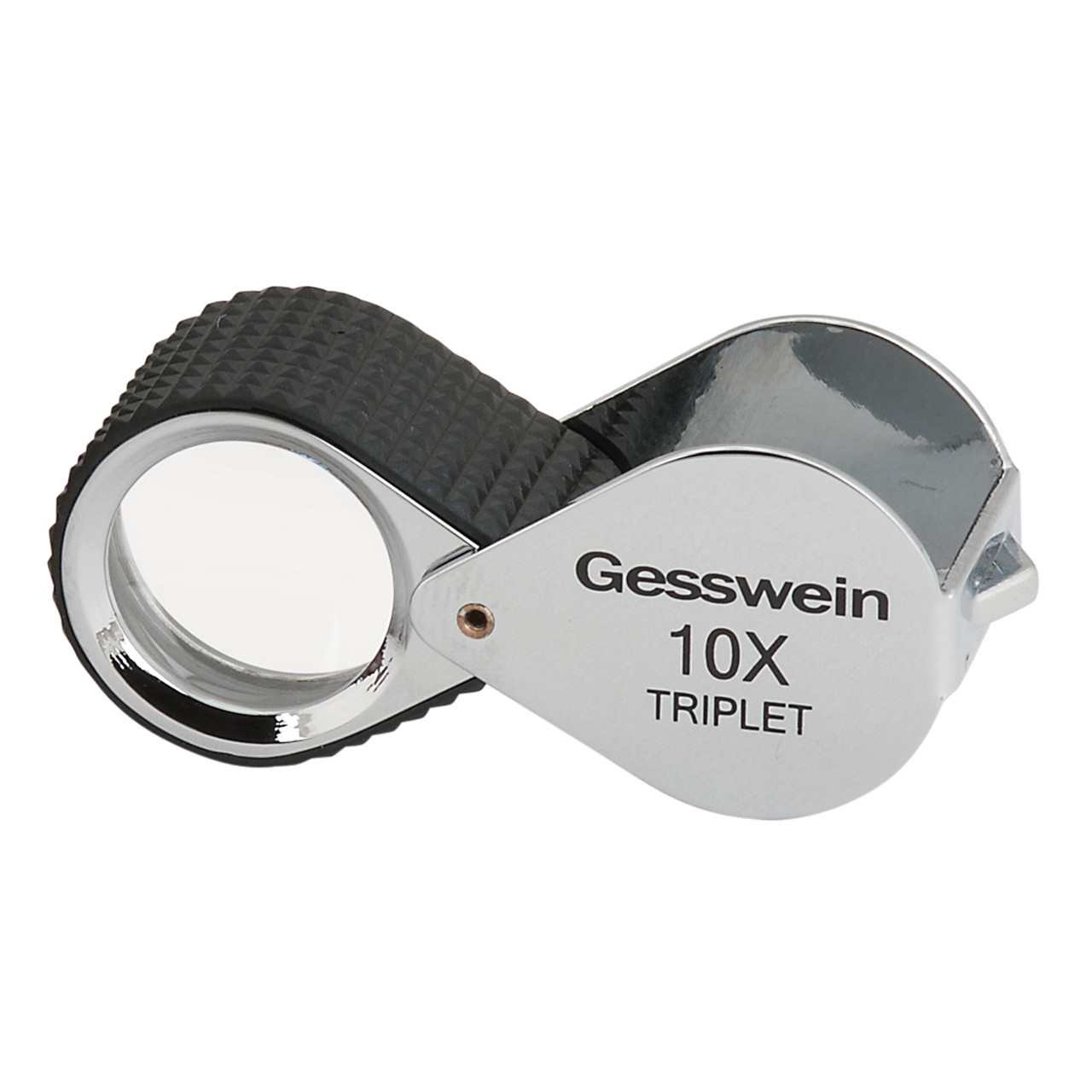 Jewelers Loupe Triplet Glass Lens, 18 mm, Silver-Black, Rubber Grip