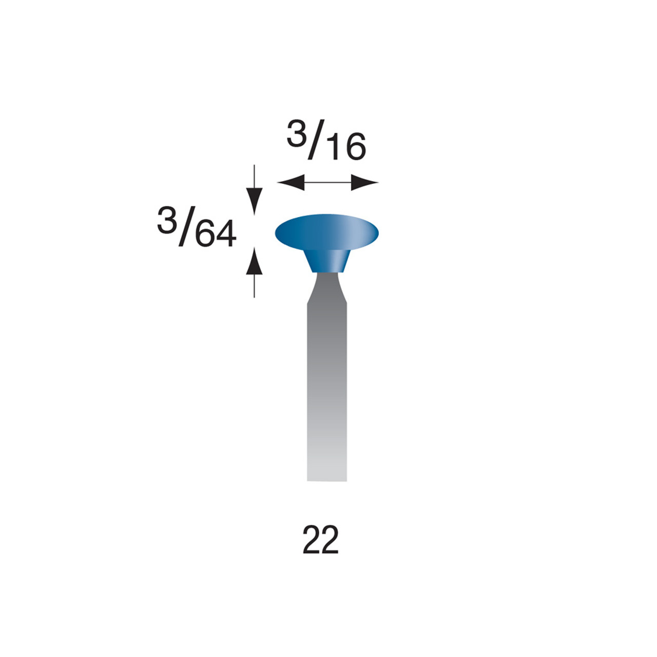 Blue Mounted Points, 3/32" Shank - #22 (Box of 72)