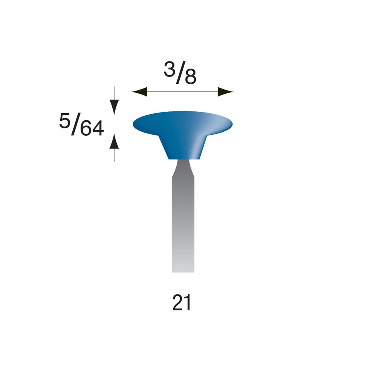 Blue Mounted Points, 3/32" Shank - #21 (Box of 12)