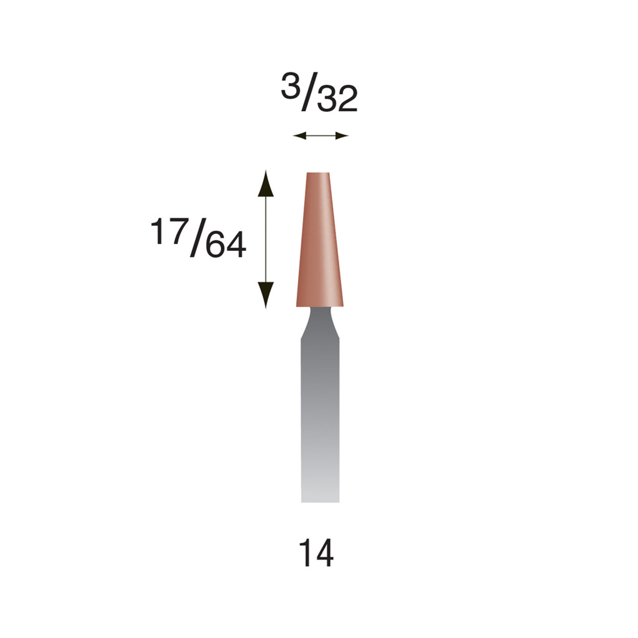 Red Mounted Points, 3/32" Shank - #14 (Box of 72)