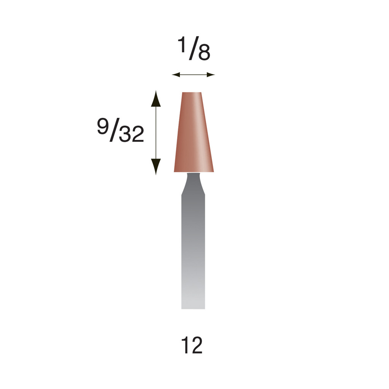 Red Mounted Points, 3/32" Shank - #12 (Box of 12)