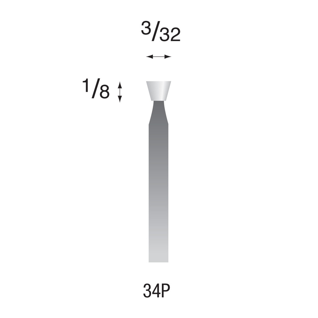 White Polishing Points, 3/32" Shank - 34P, Box of 12