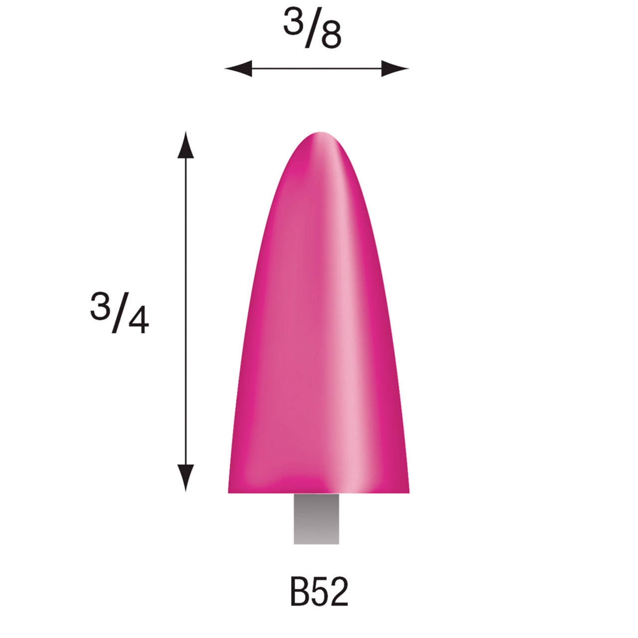 Pink Mounted Stones, 1/8" Shank - B52, Box of 72