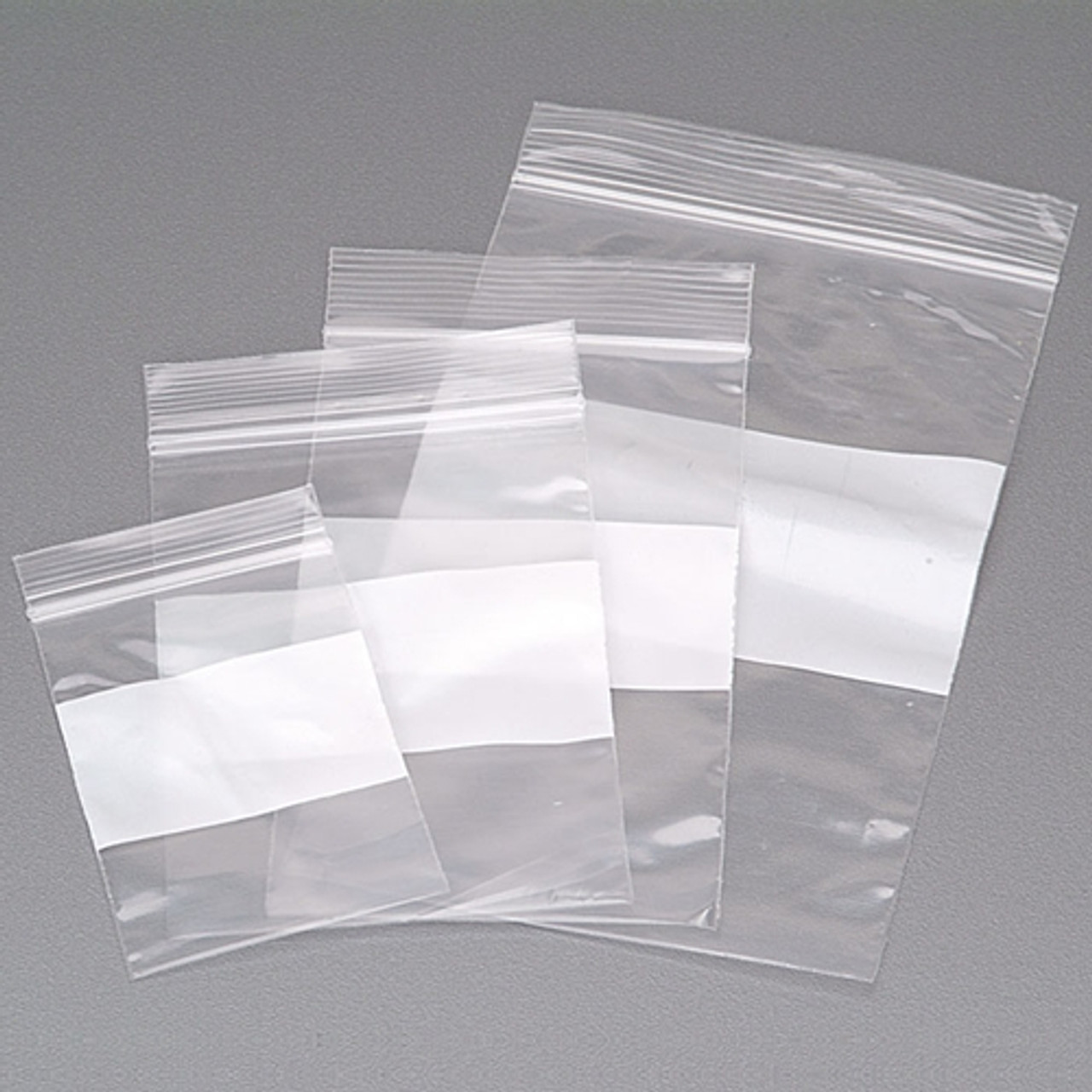 Economy Clear Zip Bags with Write-On Area  - 3" x 5"