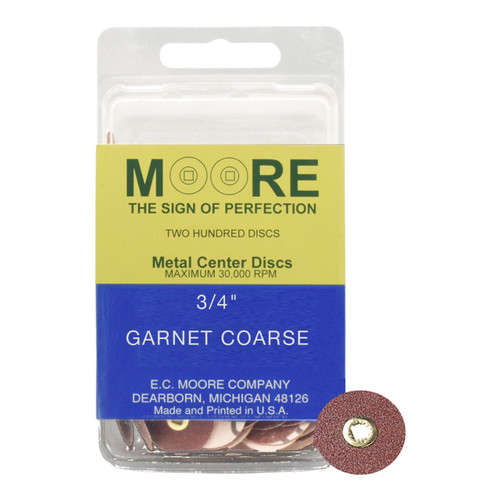 Garnet 3/4" Coarse Moore Snap-On Discs (200)
