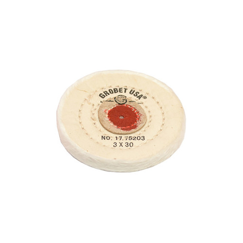Grobet USA® White Muslin Buff - 3"x30 Ply, Stitched