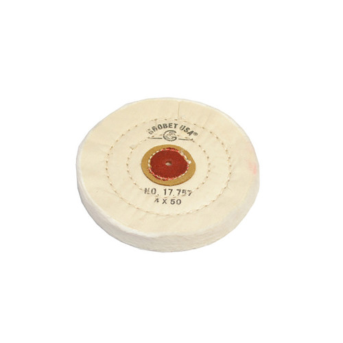 Grobet USA® White Muslin Buff - 4"x50 Ply, Stitched