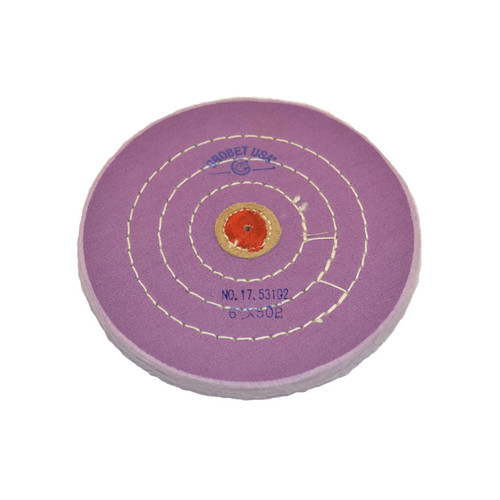 Grobet USA® Berry Muslin Buff - 6"x50 Ply, Stitched