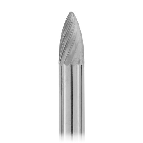 1-1/2" Solid Carbide Burs - 1/8" Shank, 1/8" x 1/4" Plain Cut Bullet