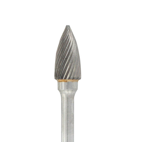 Carbide Head Burs - 1/8" Shank, 1/4" x 3/16" Plain Cut, Bullet