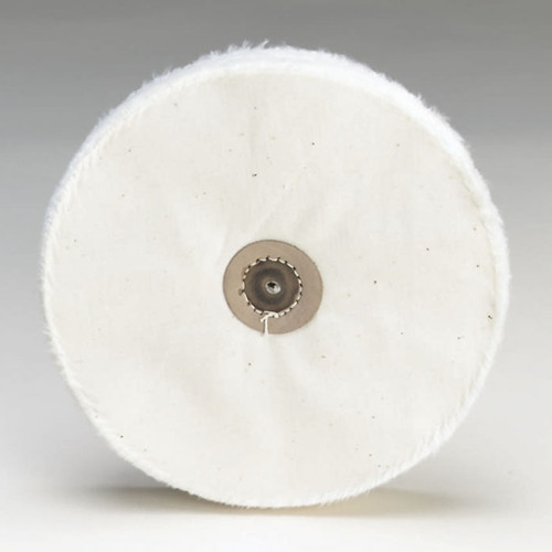 Loose White Muslin Buff - Leather Center, 6" x 50 Ply