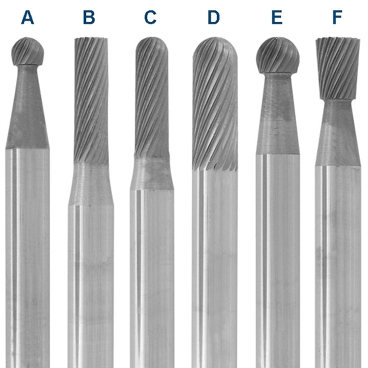 Burs & Drills - Carbide Burs - Solid Carbide Burs - 1/4 Shank - Gesswein