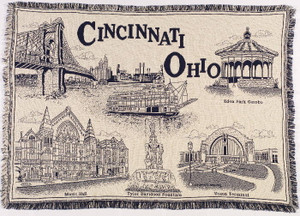 Cincinnati Throw Blanket-Blue — Cincinnati gift basket by The Best of Cincinnati